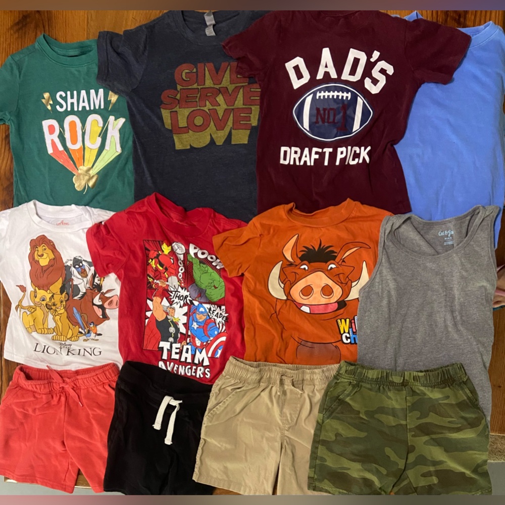 Little Boys’ Bundle of TWELVE Pieces, 8 Short Sleeve Shirts, 4 Shorts, Size 4/4T